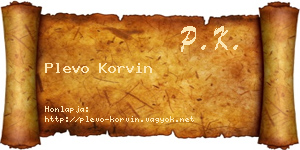 Plevo Korvin névjegykártya